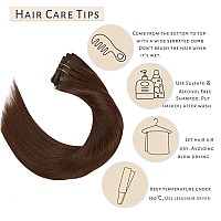 Caliee Chocolate Brown Clip In Hair Extensions Real Human Hair 7Pcs 16Inch 110G Seamless Clip In Hair Extensions Virgin Human Ha