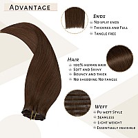 Caliee Chocolate Brown Clip In Hair Extensions Real Human Hair 7Pcs 16Inch 110G Seamless Clip In Hair Extensions Virgin Human Ha