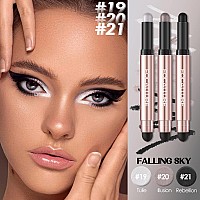 FOCALLURE 3 Pcs No Crease Eyeshadow Sticks,Shimmer & Matte Eye Shadow Crayon Set with Blending Sponge Brush,Smooth Texture Cream Eye Highlighter Pen,Long Lasting Waterproof Eyeshadow Brightener Stick Makeup,Falling Sky