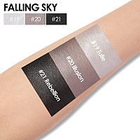 FOCALLURE 3 Pcs No Crease Eyeshadow Sticks,Shimmer & Matte Eye Shadow Crayon Set with Blending Sponge Brush,Smooth Texture Cream Eye Highlighter Pen,Long Lasting Waterproof Eyeshadow Brightener Stick Makeup,Falling Sky