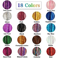 Barsdar Hair Tinsel Kit With Tool 18 Colors 3600 Strands Shiny Tinsel Hair Extensions Fairy Glitter Sparkling Hair For Women Co