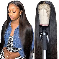 Lace Front Wigs Human Hair, 180 Density 13x4 HD Transparent Straight Lace Front Wigs Human Hair Pre Plucked with Baby Hair, Glueless Straight Frontal Wigs Human Hair For Black Women