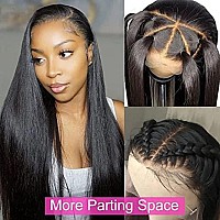 Lace Front Wigs Human Hair, 180 Density 13x4 HD Transparent Straight Lace Front Wigs Human Hair Pre Plucked with Baby Hair, Glueless Straight Frontal Wigs Human Hair For Black Women