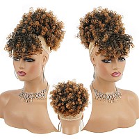 Cetiq Afro Puff Drawstring Ponytail With Kinky Curly Hair Clip In Bangs Short Ponytail Hair Extensions Updo Hairpieces For Women