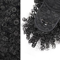 Cetiq Afro Puff Drawstring Ponytail With Bangs Pineapple Updo Hair For Black Women Short Kinky Curly Ponytail Bun 1B