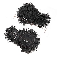 Cetiq Afro Puff Drawstring Ponytail With Bangs Pineapple Updo Hair For Black Women Short Kinky Curly Ponytail Bun 1B