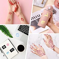 14 Sheets Henna Tattoo Stencils Kit Reusable For Women Girls And Kids 130 Pcs Tattoo Templates Temporary Indian Arabian Glitter