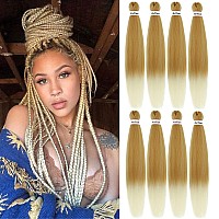 Pre Stretched Braiding Hair Ombre 30 Inch 8 Packs Synthetic Crochet Braids Hot Water Setting Professional Soft Yaki Texture Synthetic Hair Extensions(30 Inch 27/613)