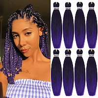 Liang Dian Braiding Hair Pre-stretched Braiding Hair 12 Inch 8 Packs Ombre Purple Hot Water Setting Synthetic Hair Crochet Braiding Hair Extension(12 Inch,1B/Purple)