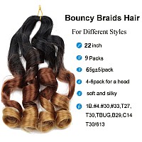 9 Pack French Curly Braiding Hair 22 Inch Bouncy Braiding Hair French Curles Synthetic Hair Extensions French Curl Braiding Hair