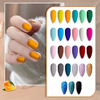 Jewhiteny 30Pcs Nail Polish Kit 27 Colors Green Blue Pink Orange Gitter Sock Off Gel Polish With Matte Glossy Top Base Coat For