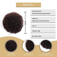 Afeels 2 Pack Afro Puff Drawstring Ponytail Hair Accessories Cheveux Afro Puff Soft Fried Head Elastic Hair Rope Brown Black Syn