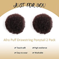 Afeels 2 Pack Afro Puff Drawstring Ponytail Hair Accessories Cheveux Afro Puff Soft Fried Head Elastic Hair Rope Brown Black Syn