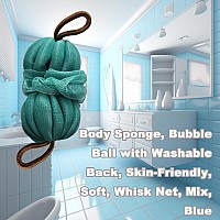 Large 85G Blue Bath Loofah Sponge Loofa Luffas Shower Puff Pouf Ball Exfoliating Body Back Scrubber For Menwomen