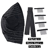 Atimiaza Wig Cap With Guideline Map For Wig Making Stretchable Mesh Dome Caps With 1 Elastic Band And 4 Wig Combs For Beginners