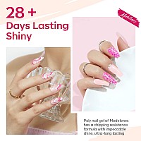 Modelones Poly Nail Gel Set 6 Colors Pink Confetti Collection Nude Pink Glitter Colors Poly Extension Gel Enhancement Builder N