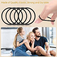 150 Pieces Black Hair Ties for Thick Curly Hair Bulk Hair Bands Ponytail Holders Hair Elastics for Women or Men (3mm)