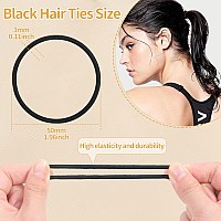 150 Pieces Black Hair Ties for Thick Curly Hair Bulk Hair Bands Ponytail Holders Hair Elastics for Women or Men (3mm)