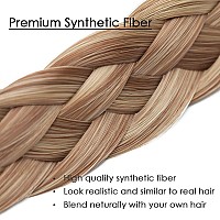 Hairro 5 Strands Medium Hairband For Girls And Women Synthetic Plaited Headband With Elastic Strap Light Brown Ash Blonde 1