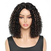 Fine Plus Highlight 1B30 Curly Wigs For Black Women 150 Density Short Curly Wigs For Women Glueless Wigs With Middle Part Lace