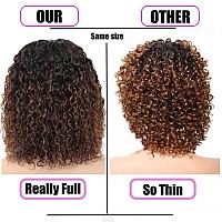 Fine Plus Highlight 1B30 Curly Wigs For Black Women 150 Density Short Curly Wigs For Women Glueless Wigs With Middle Part Lace