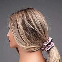 Silmer Silk Scrunchies for Hair Bicolor Silk Hair Tie 100% Mulberry 3 Pack(Silvery Grey, Pale Mauve, Black)