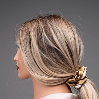 Silmer Silk Scrunchies for Hair 100% Mulberry 3 Pack(Pale Mauve, Apricot,Champaign Gold)