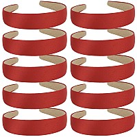 Wecoe 10 Pack Red Headband Women 13 Inch Wide Satin Headbands Women Non Slip Fashion Plain Head Bands Solid Hair Bands Diy Vale