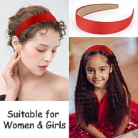 Wecoe 10 Pack Red Headband Women 13 Inch Wide Satin Headbands Women Non Slip Fashion Plain Head Bands Solid Hair Bands Diy Vale