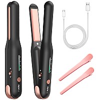 Novus Cordless Hair Straightener For Fine Soft Hairshort Hair Portable Ceramic Hair Straightener And Curler 2 In 1 Usb Recha