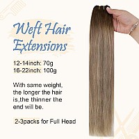 Easyouth Sew In Hair Extensions Human Hair Weft Hair Extensions Ombre Dark Brown To Light Brown Mix Light Blonde Weft Hair Exten