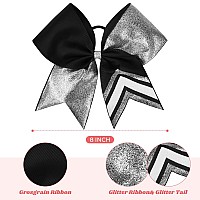 Deeka 8Pcs 8 Two Toned Large Glitter Cheer Bows Shiny Cheer Hair Bows Ponytail Holder Handmade For Cheerleader Girls Softball S