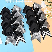 Deeka 8Pcs 8 Two Toned Large Glitter Cheer Bows Shiny Cheer Hair Bows Ponytail Holder Handmade For Cheerleader Girls Softball S