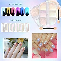 6 Colors Chrome Nail Powder Metallic Mirror Effect Aurora Magic White Pearl Chrome Nails Powder For Nail Art Gel Polish Metalli