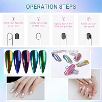 6 Colors Chrome Nail Powder Metallic Mirror Effect Aurora Magic White Pearl Chrome Nails Powder For Nail Art Gel Polish Metalli