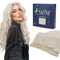 Fshine Platinum Blonde Clip In Hair Extensions Real Human Hair 12 Inch 3Pcs White Blonde Real Hair Clip In Extensions Soft Strai