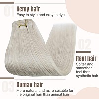 Fshine Platinum Blonde Clip In Hair Extensions Real Human Hair 12 Inch 3Pcs White Blonde Real Hair Clip In Extensions Soft Strai