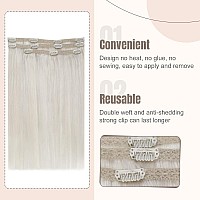 Fshine Platinum Blonde Clip In Hair Extensions Real Human Hair 12 Inch 3Pcs White Blonde Real Hair Clip In Extensions Soft Strai