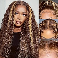 Xzz Ombre Highlight Lace Front Wigs Human Hair 427 Colored 150 Density Curly Honey Blonde Wig Colored Human Hair 13X4 Hd Lace