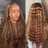 Xzz Ombre Highlight Lace Front Wigs Human Hair 427 Colored 150 Density Curly Honey Blonde Wig Colored Human Hair 13X4 Hd Lace