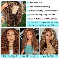 Xzz Ombre Highlight Lace Front Wigs Human Hair 427 Colored 150 Density Curly Honey Blonde Wig Colored Human Hair 13X4 Hd Lace