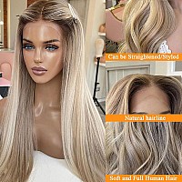 Samvida Hair Ombre Lace Front Wigs Human Hair Pre Plucked 13X4 Straight Highlight Lace Front Human Hair Wig 26Inch 150 Density