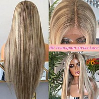 Samvida Hair Ombre Lace Front Wigs Human Hair Pre Plucked 13X4 Straight Highlight Lace Front Human Hair Wig 26Inch 150 Density