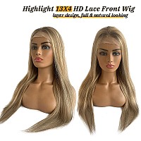 Samvida Hair Ombre Lace Front Wigs Human Hair Pre Plucked 13X4 Straight Highlight Lace Front Human Hair Wig 26Inch 150 Density