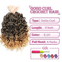 Gogo Curl Crochet Hair 8 Inch 6 Packs Short Curly Crochet Hair For Black Women Beach Curl Water Wave Curly Crochet Braids Hair