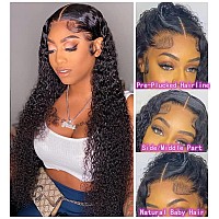 14 Inch Deep Wave Closure Wig 4X4 Deep Wave Lace Front Wigs Human Hair Pre Plucked 150 Density 9A Brazilian Virgin Wigs For Wom