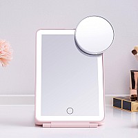 Led Foldable Travel Makeup Mirror 5X6 Inches3 Colors Light Modes Usb Rechargeable Touch Screen Portable Tabletop Cosmetic Mir