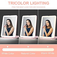 Led Foldable Travel Makeup Mirror 5X6 Inches3 Colors Light Modes Usb Rechargeable Touch Screen Portable Tabletop Cosmetic Mir