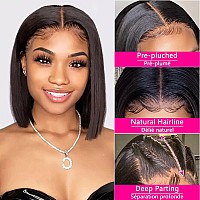 Qangelabeauty 14 Inch Short Bob Wigs 13X4 Frontal Bob Transparent Lace Front Wigs Human Hair Pre Plucked Brazilian Virgin Hair W