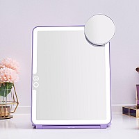 Led Foldable Travel Makeup Mirror 7X9 Inches 3 Colors Light Modes Usb Rechargeable Touch Screen Portable Tabletop Cosmetic Mi